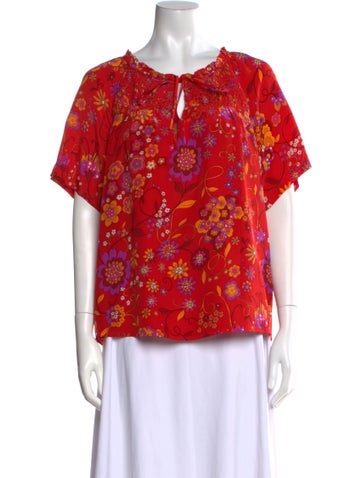 Tibi Tops Silk Floral Print Blouse S