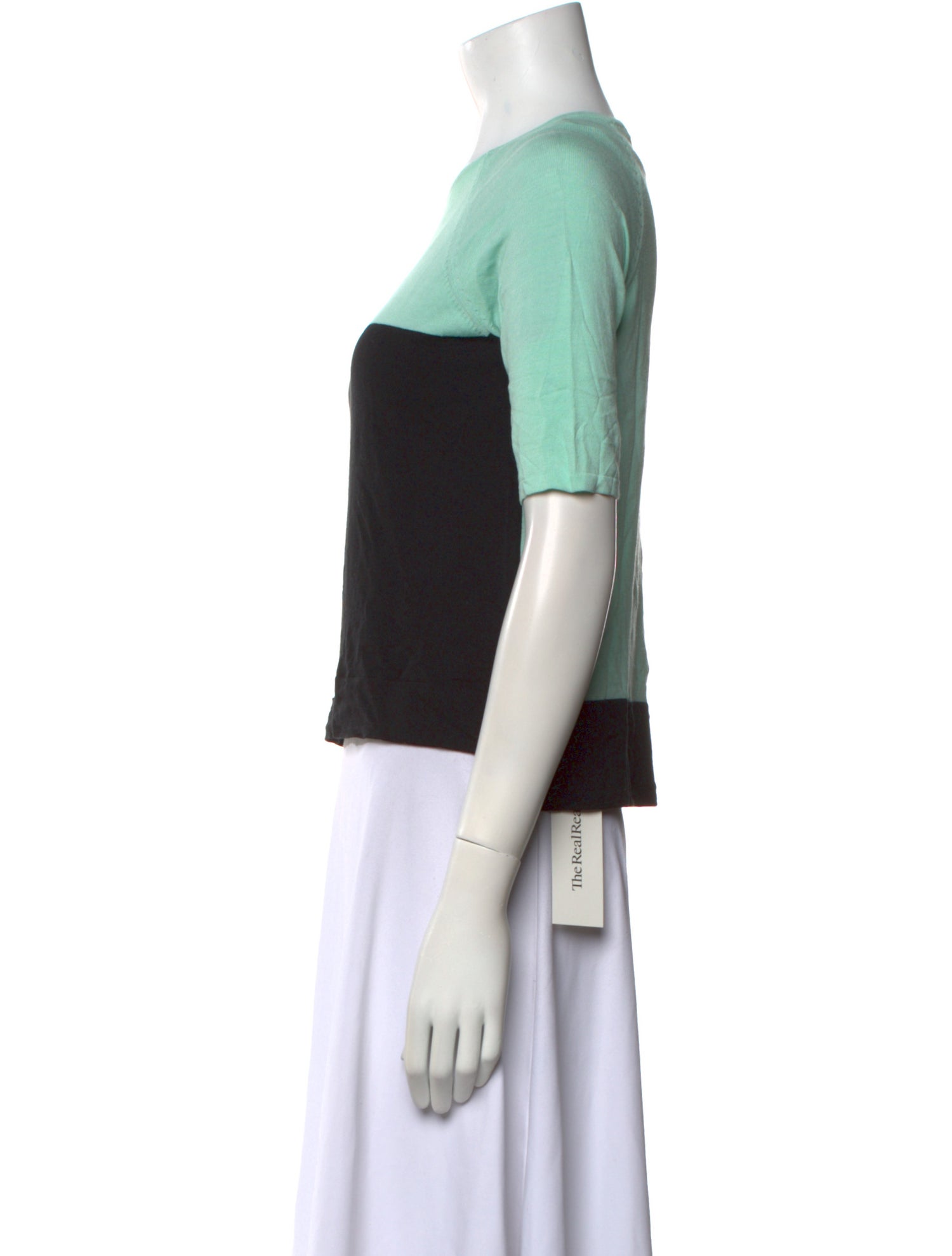 Tibi Crew Neck Short Sleeve Crop Top