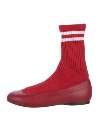 Tibi Leather Striped Sock Boots