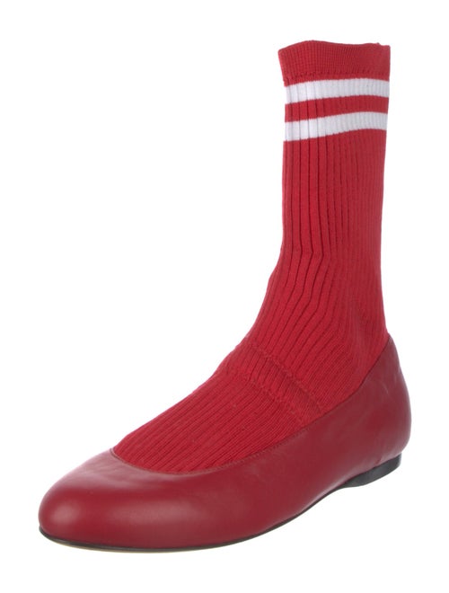 Tibi Leather Striped Sock Boots