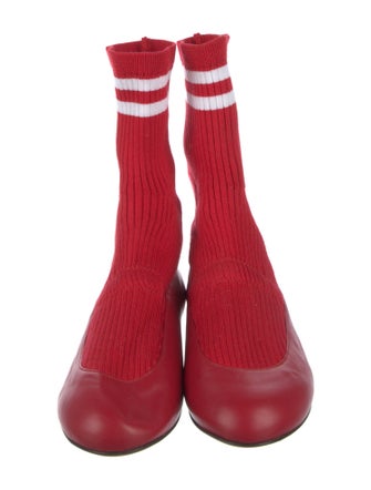 Tibi Leather Striped Sock Boots