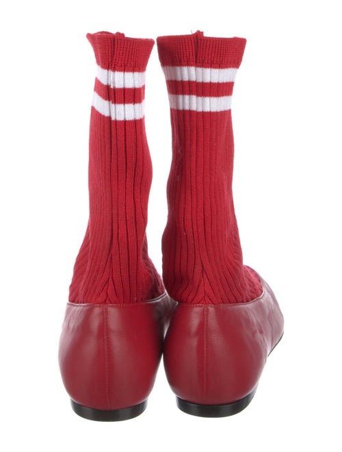 Tibi Leather Striped Sock Boots