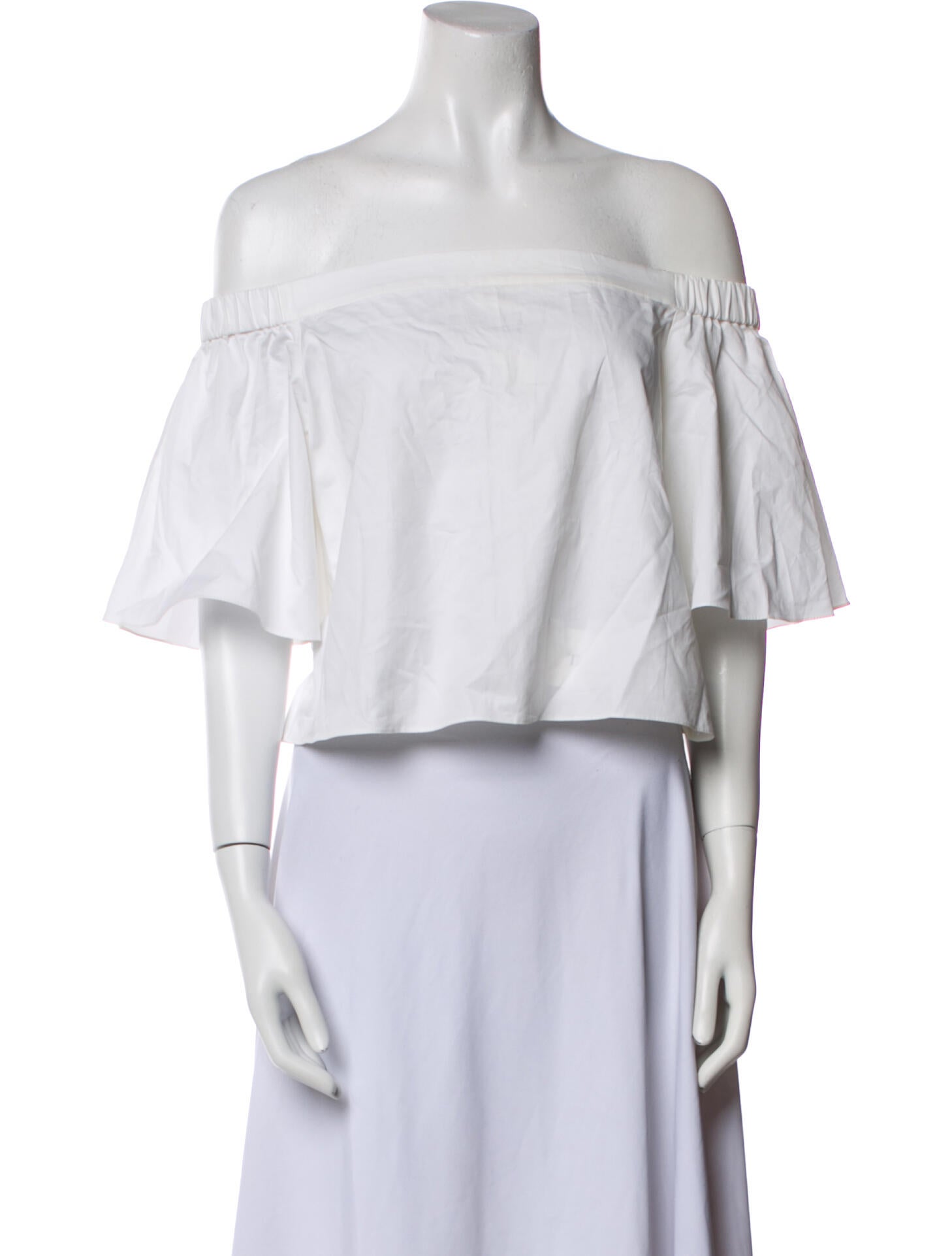Tibi Off-The-Shoulder Short Sleeve Crop Top
