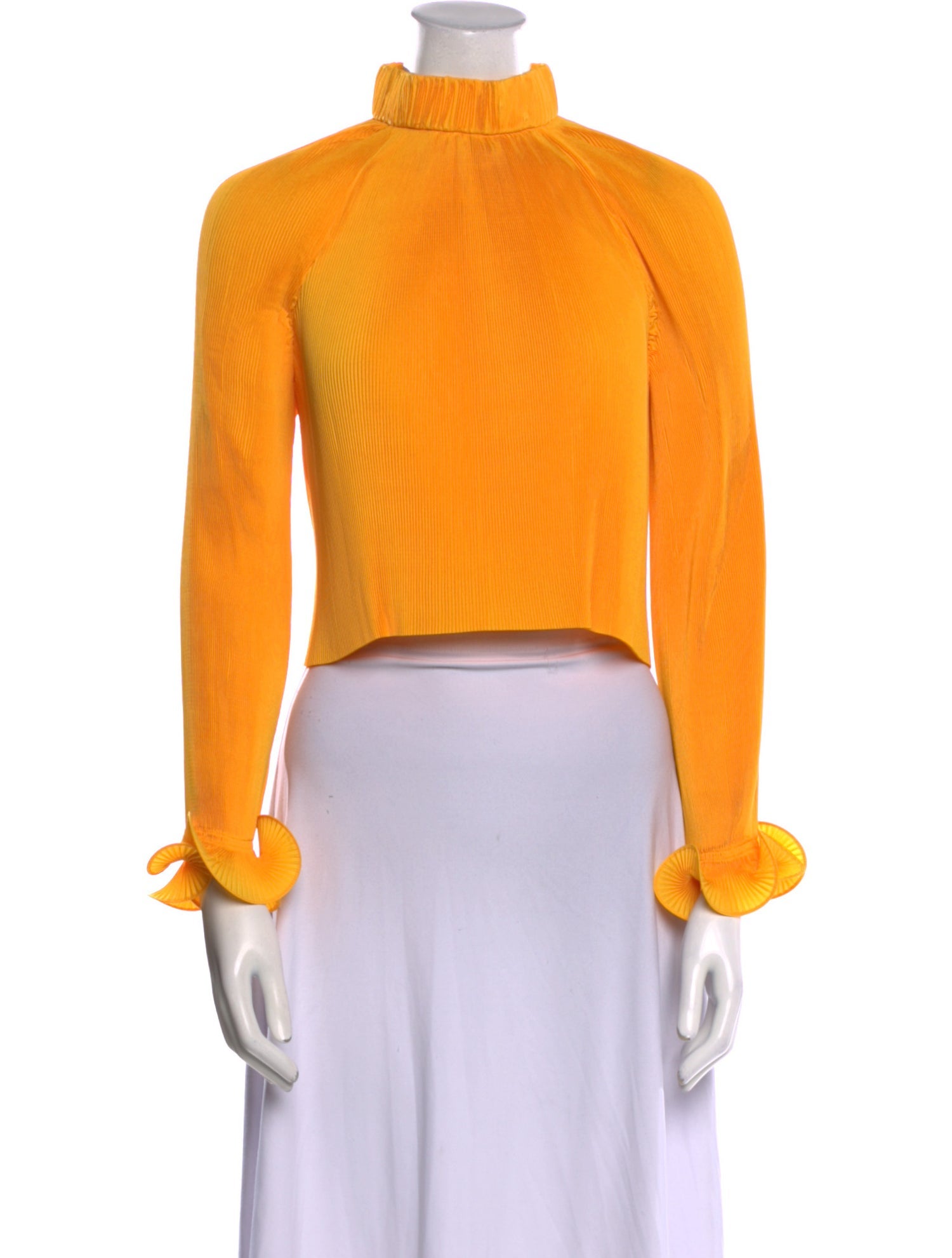 Tibi Mock Neck Long Sleeve Crop Top