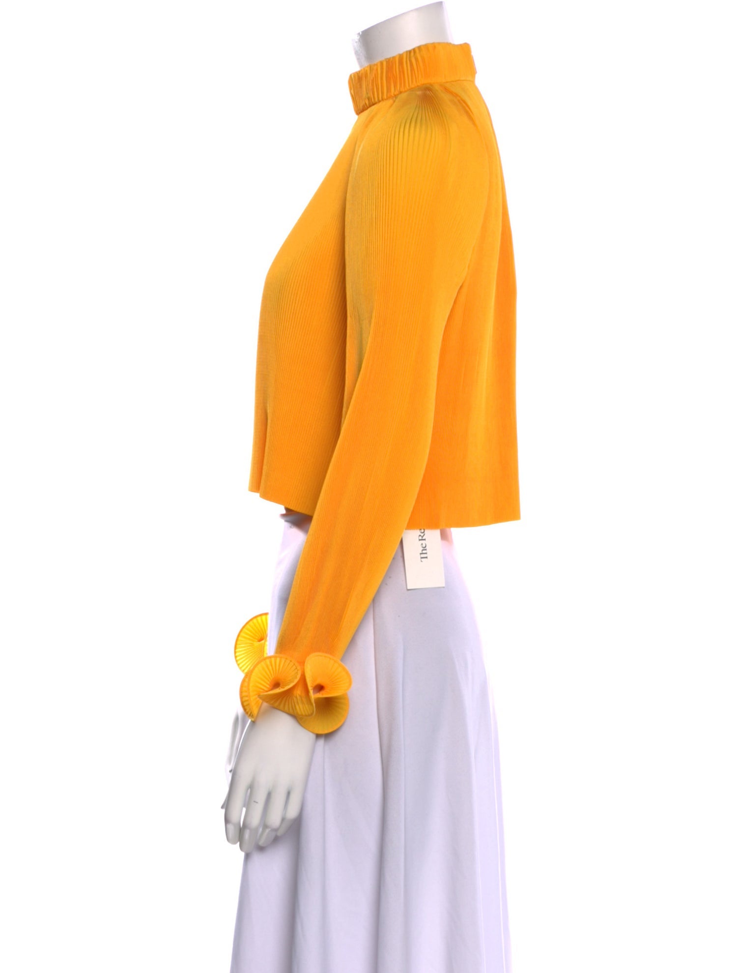 Tibi Mock Neck Long Sleeve Crop Top