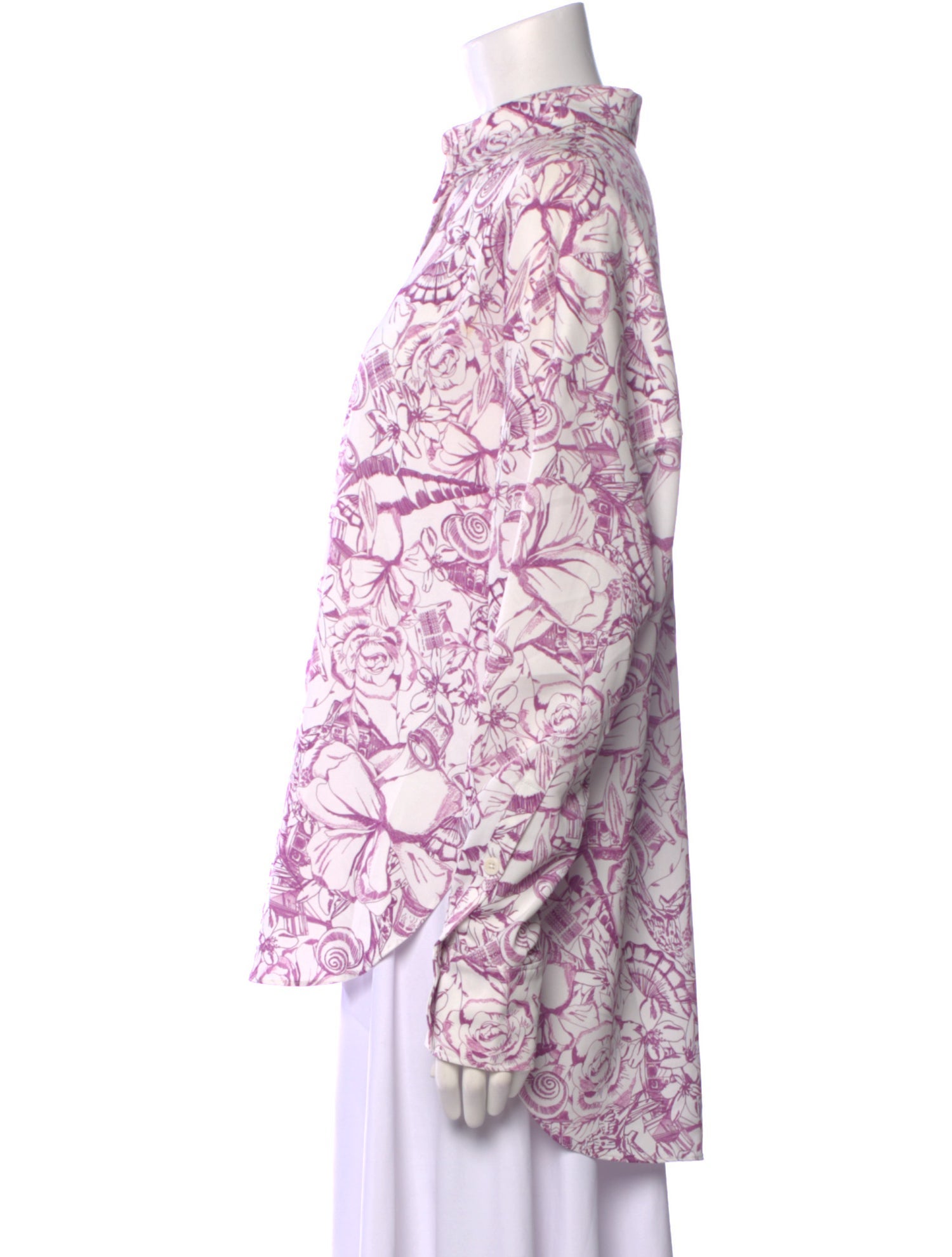 Tibi Printed Long Sleeve Button-Up Top