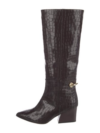Tibi Embossed Leather Riding Boots
