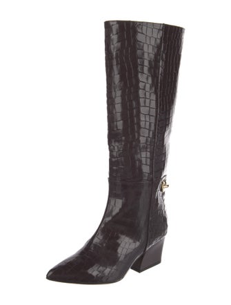 Tibi Embossed Leather Riding Boots