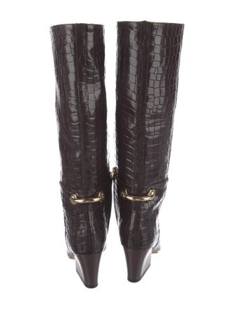 Tibi Embossed Leather Riding Boots