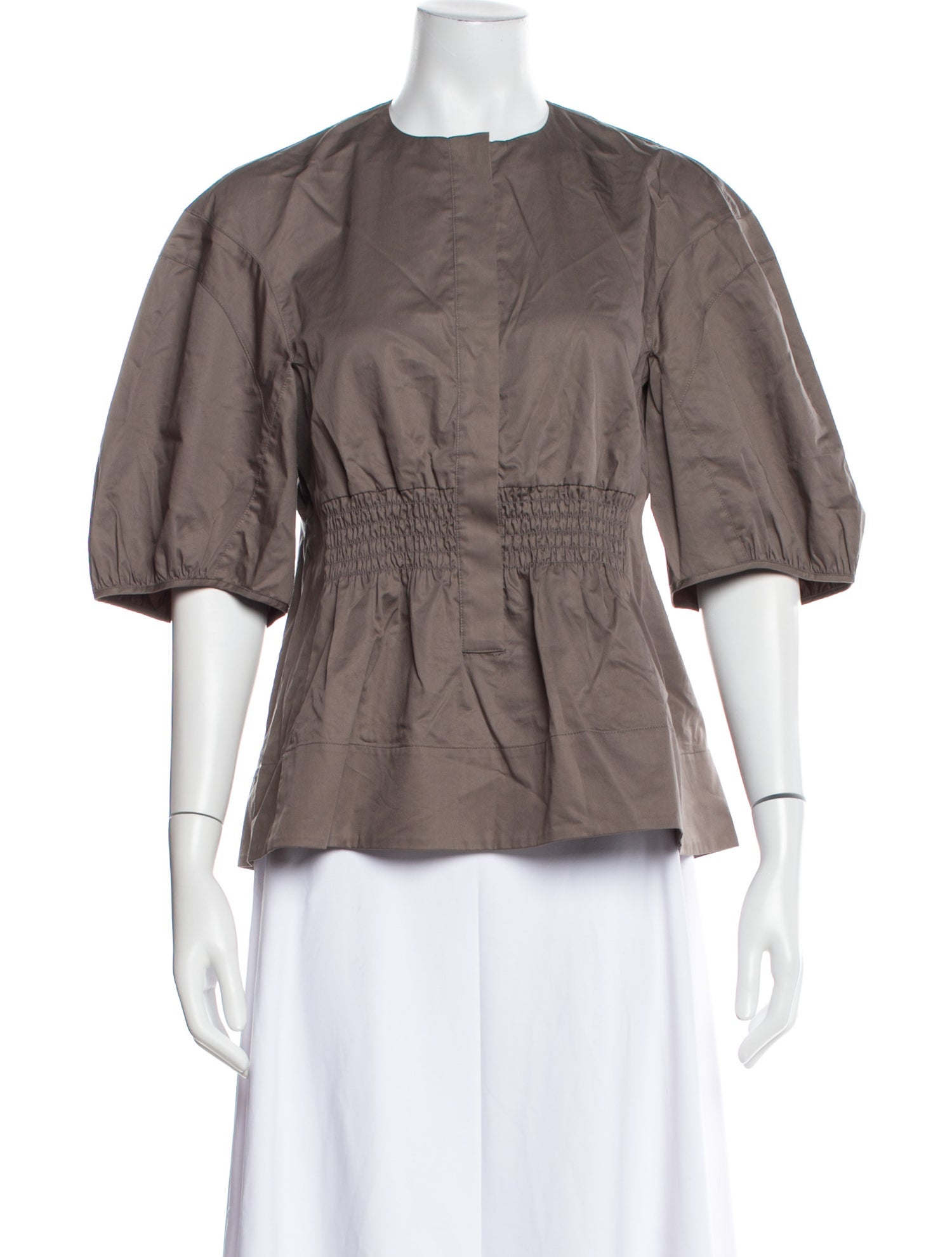 Tibi Crew Neck Three-Quarter Sleeve Blouse