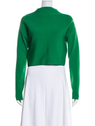 Tibi Mock Neck Long Sleeve Crop Top