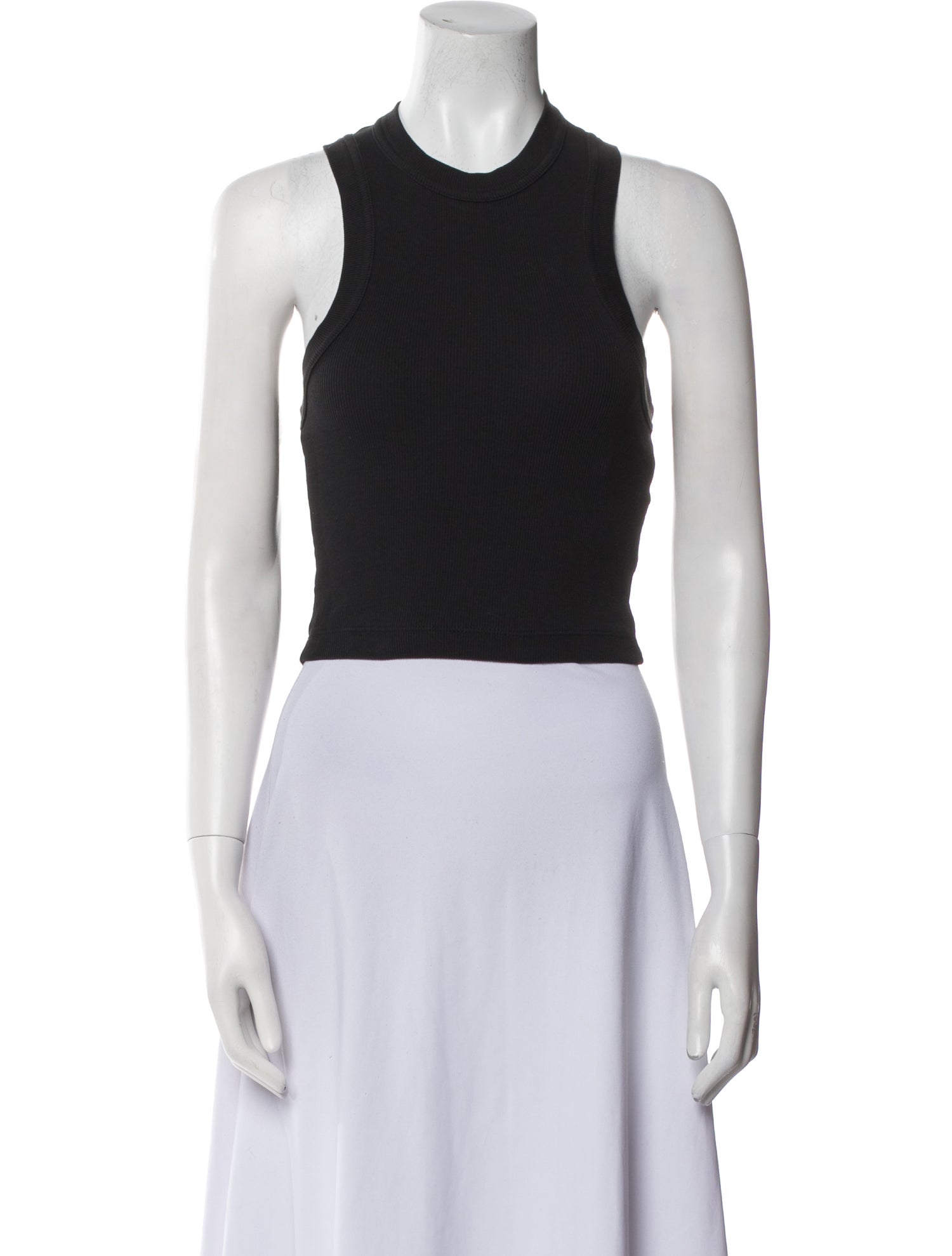 Tibi Crew Neck Sleeveless Crop Top