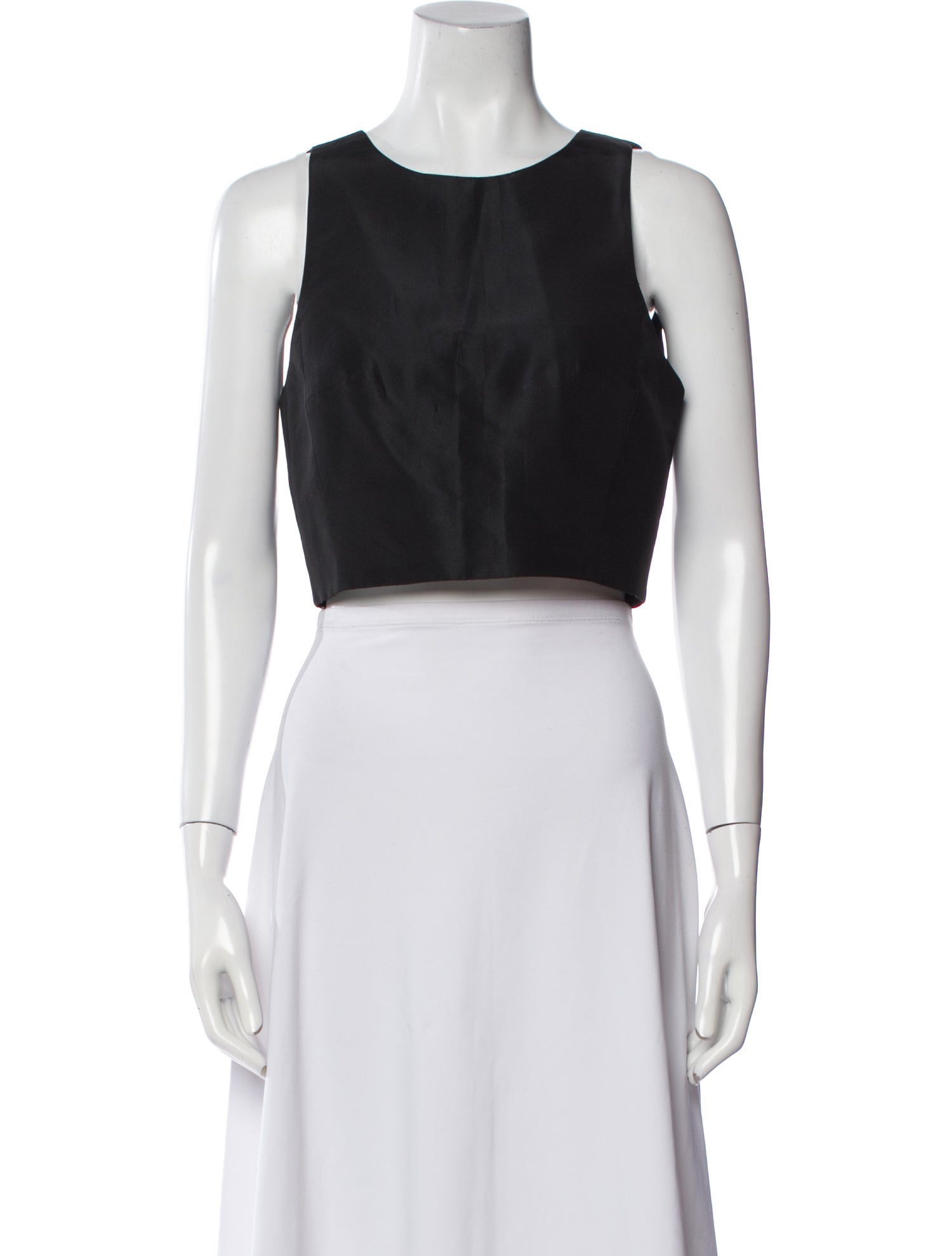 Tibi Silk Scoop Neck Crop Top