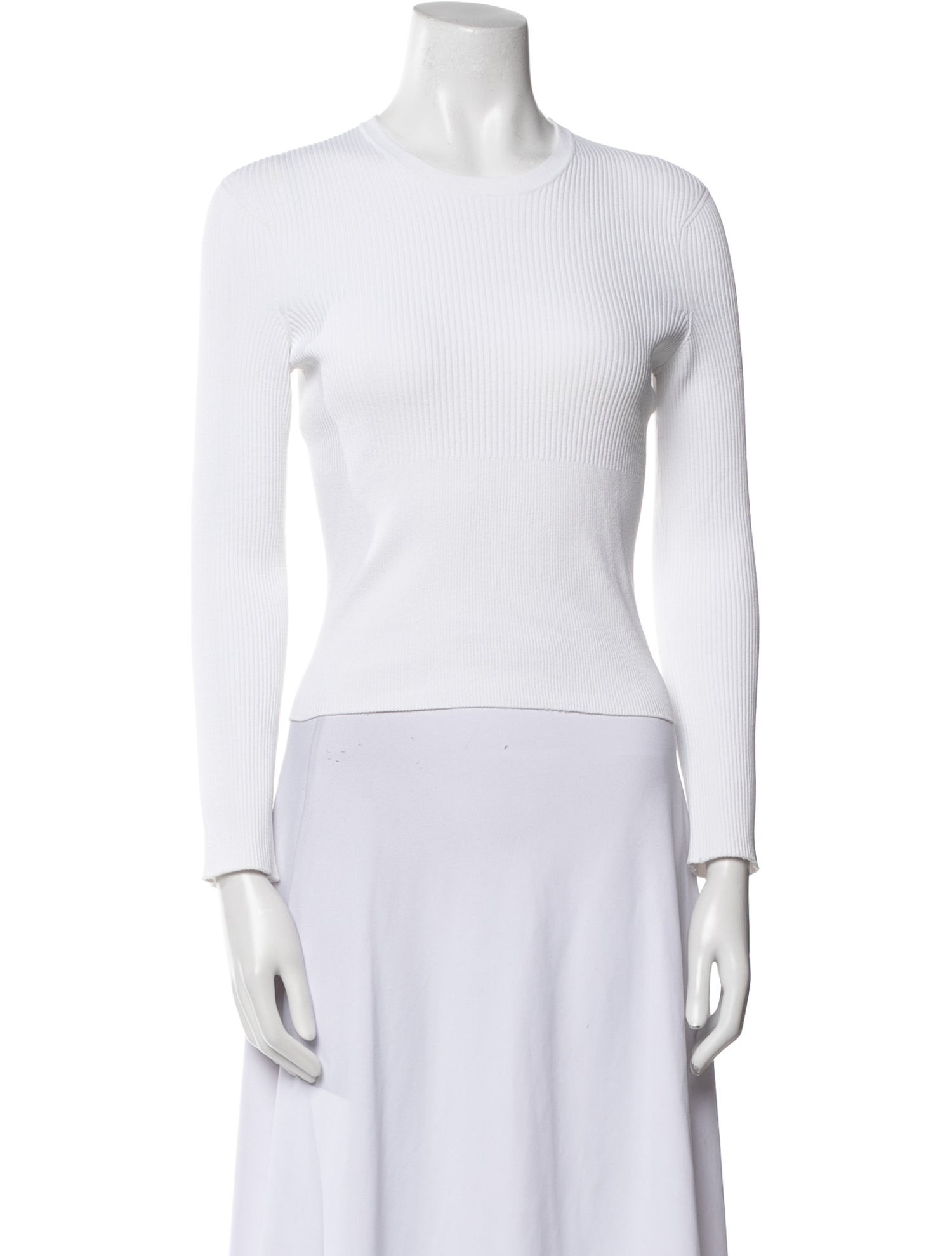 Tibi Crew Neck Long Sleeve Top