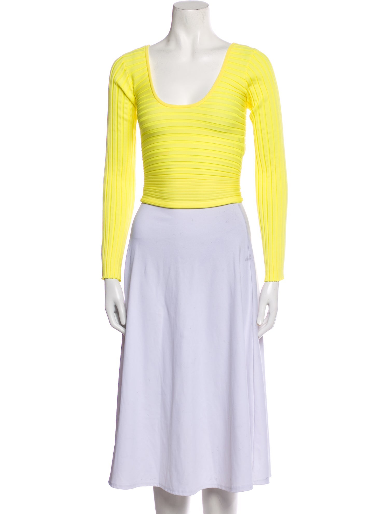 Tibi Scoop Neck Long Sleeve Crop Top