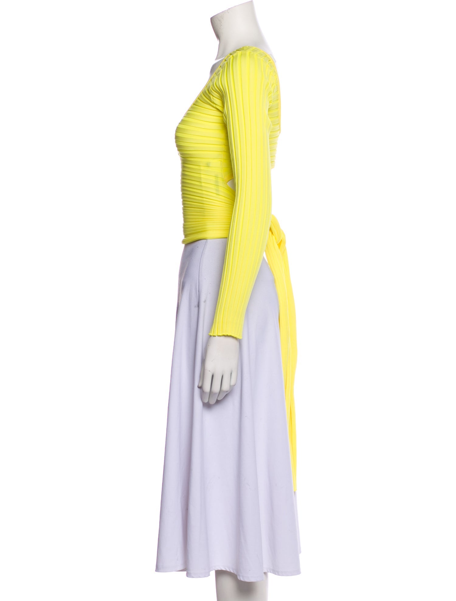 Tibi Scoop Neck Long Sleeve Crop Top