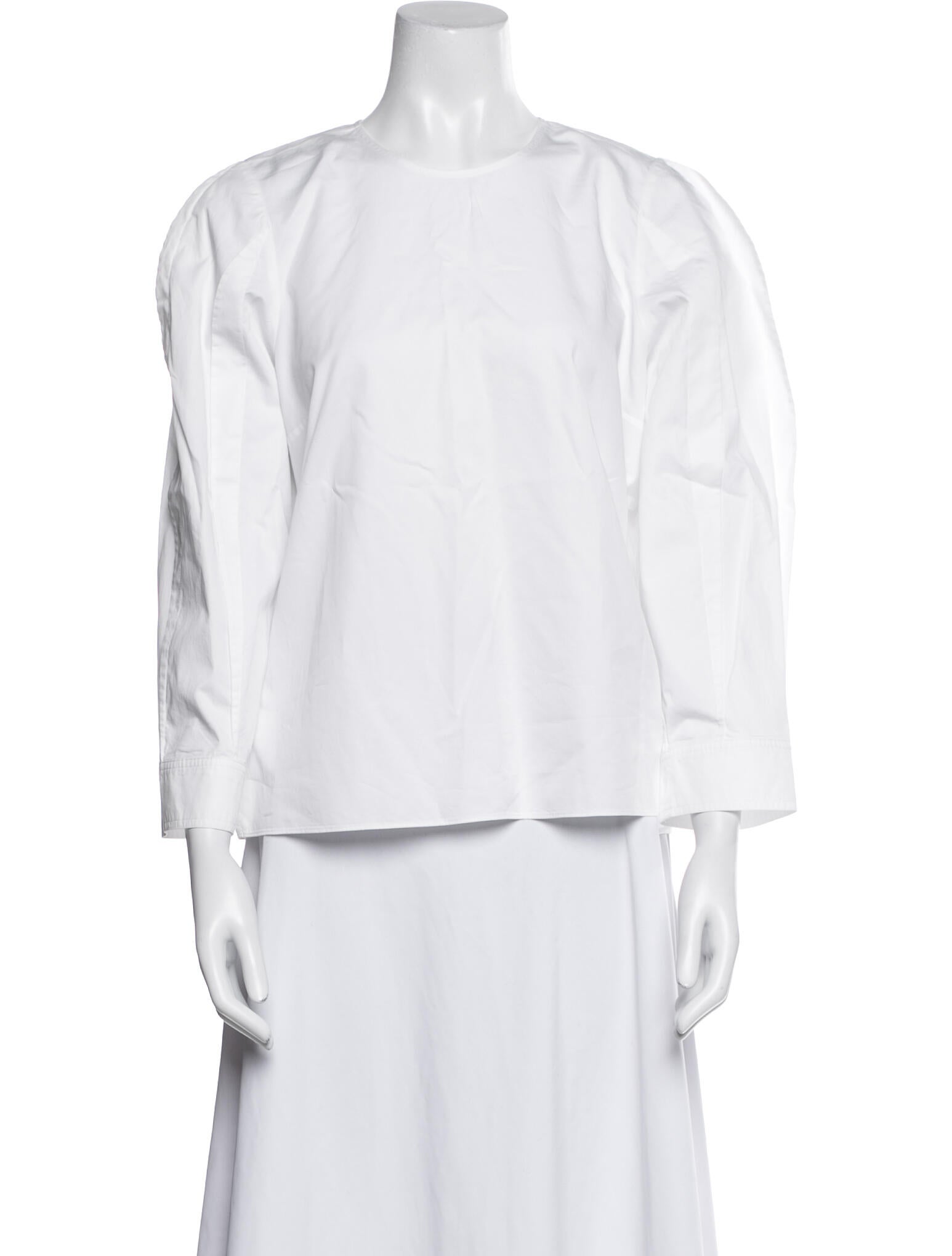 Tibi Crew Neck Three-Quarter Sleeve Blouse
