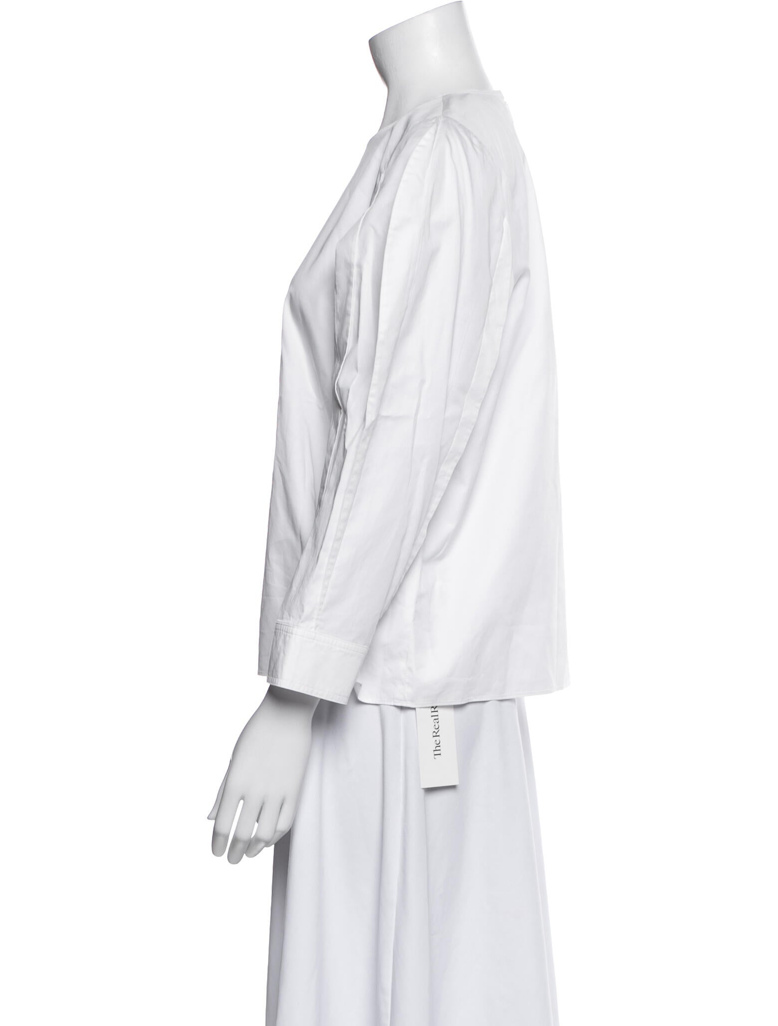 Tibi Crew Neck Three-Quarter Sleeve Blouse