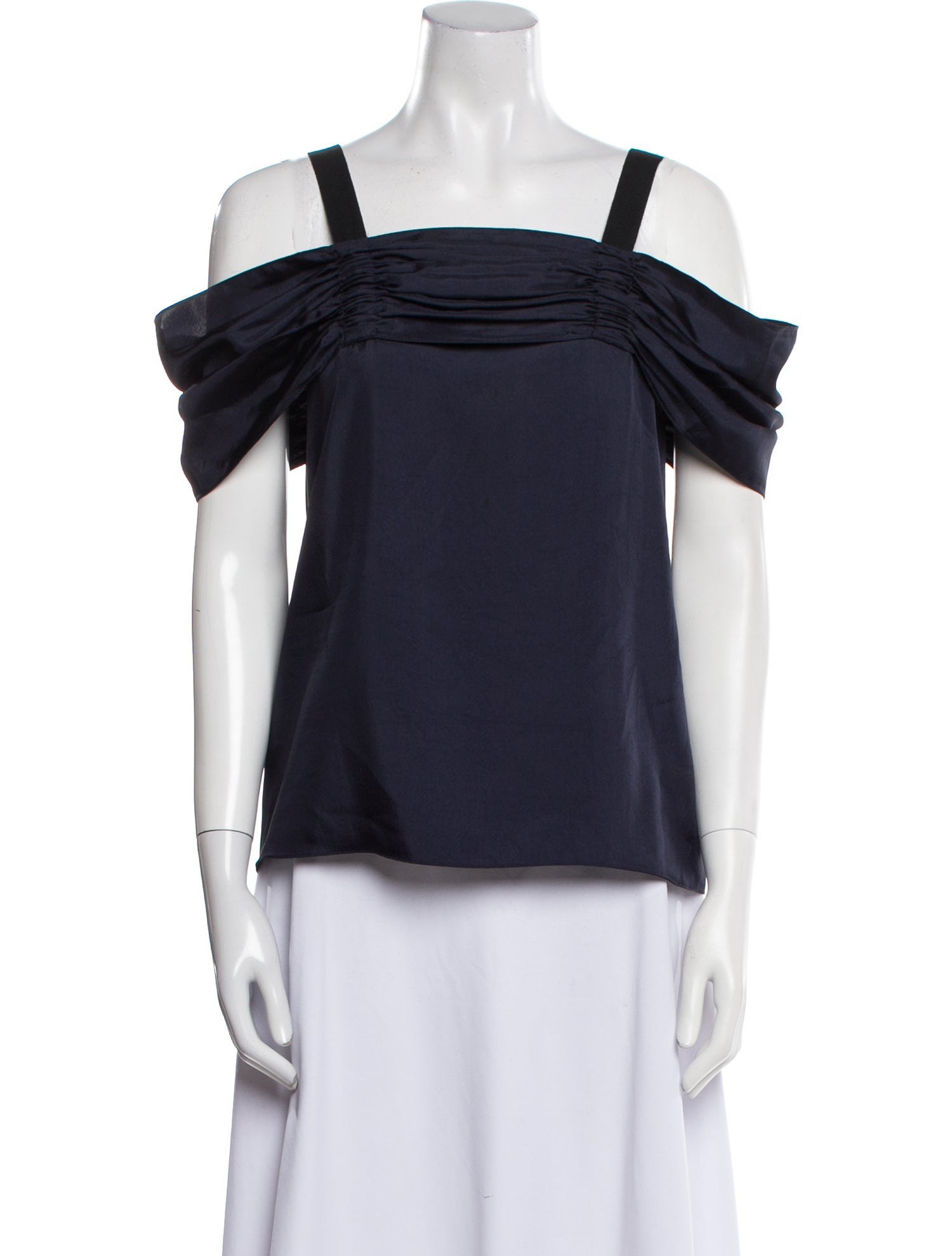 Tibi Square Neckline Short Sleeve Blouse