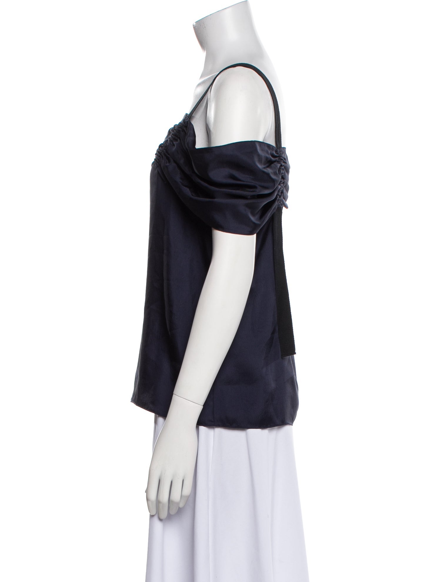 Tibi Square Neckline Short Sleeve Blouse