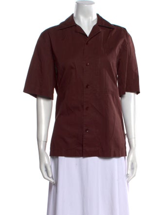 Tibi Short Sleeve Button-Up Top