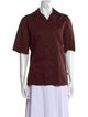 Tibi Short Sleeve Button-Up Top