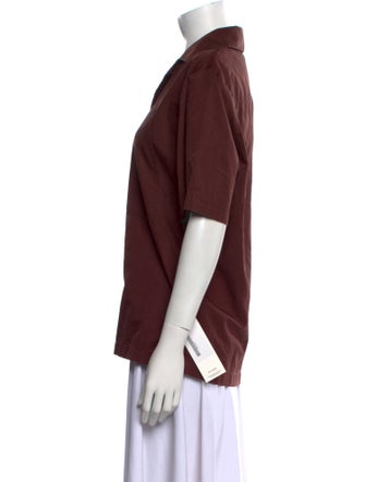 Tibi Short Sleeve Button-Up Top