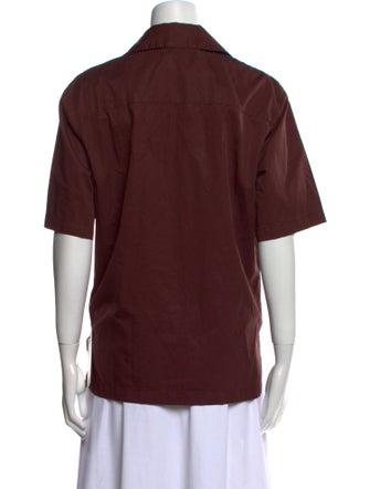 Tibi Short Sleeve Button-Up Top