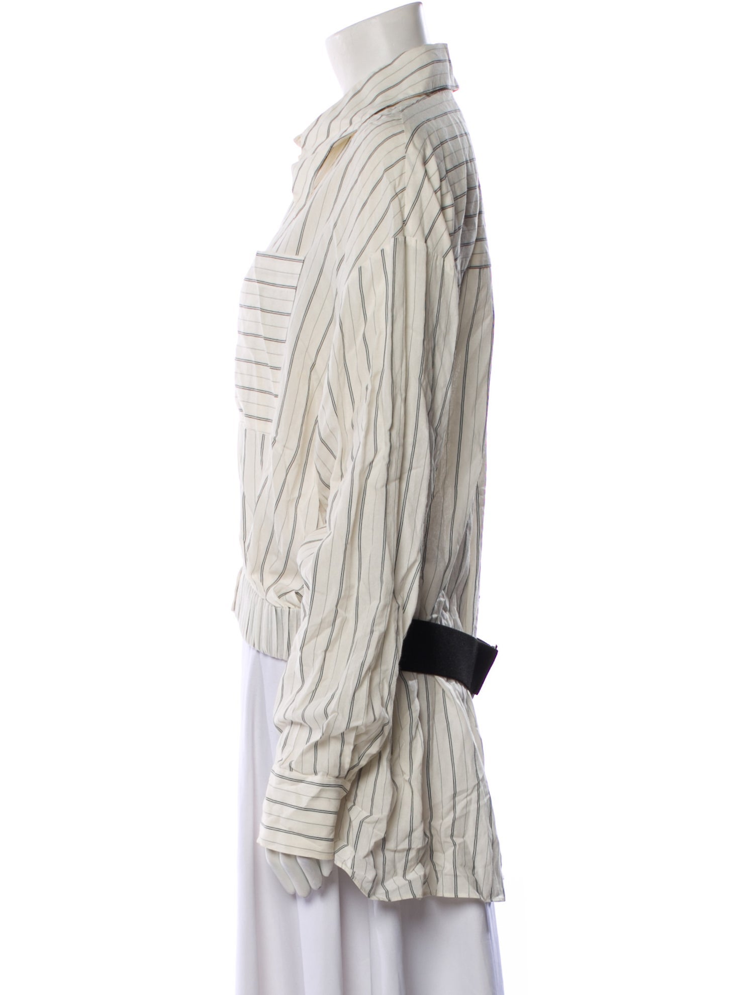 Tibi Striped Long Sleeve Button-Up Top