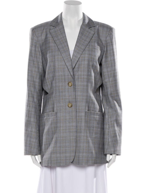 Tibi Virgin Wool Plaid Print Blazer