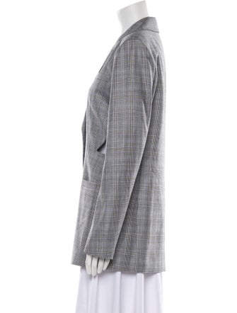 Tibi Virgin Wool Plaid Print Blazer