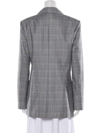 Tibi Virgin Wool Plaid Print Blazer