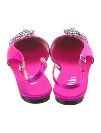 Tibi Satin Crystal Embellishments Slingback Flats