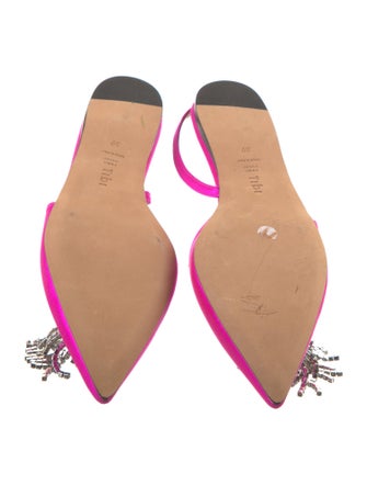 Tibi Satin Crystal Embellishments Slingback Flats