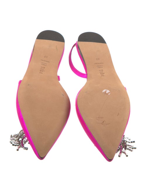 Tibi Satin Crystal Embellishments Slingback Flats