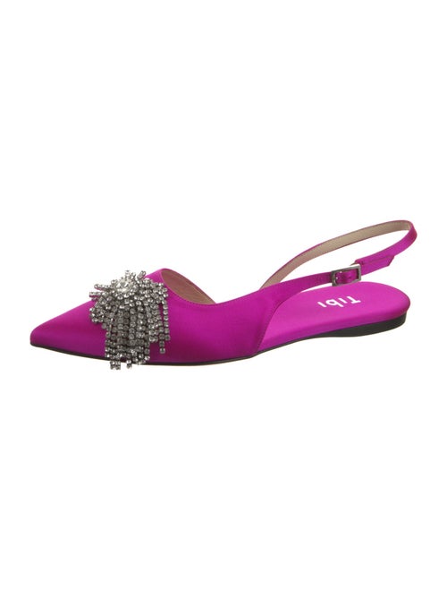 Tibi Satin Crystal Embellishments Slingback Flats