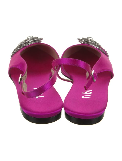 Tibi Satin Crystal Embellishments Slingback Flats
