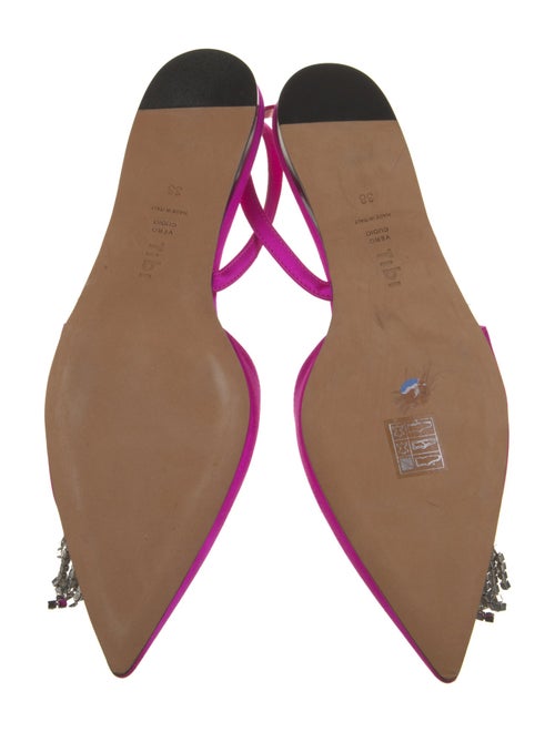 Tibi Satin Crystal Embellishments Slingback Flats