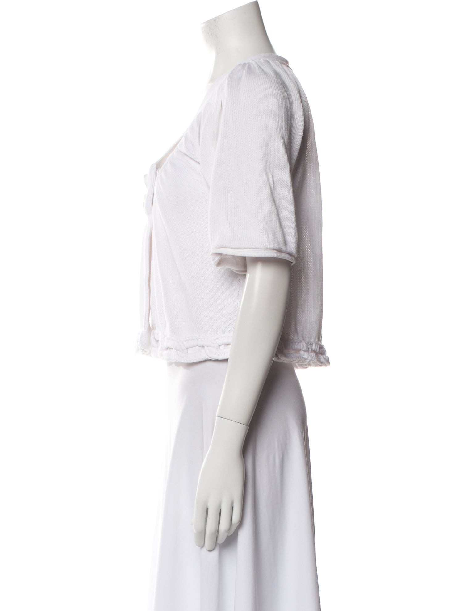 Tibi V-Neck Short Sleeve Crop Top