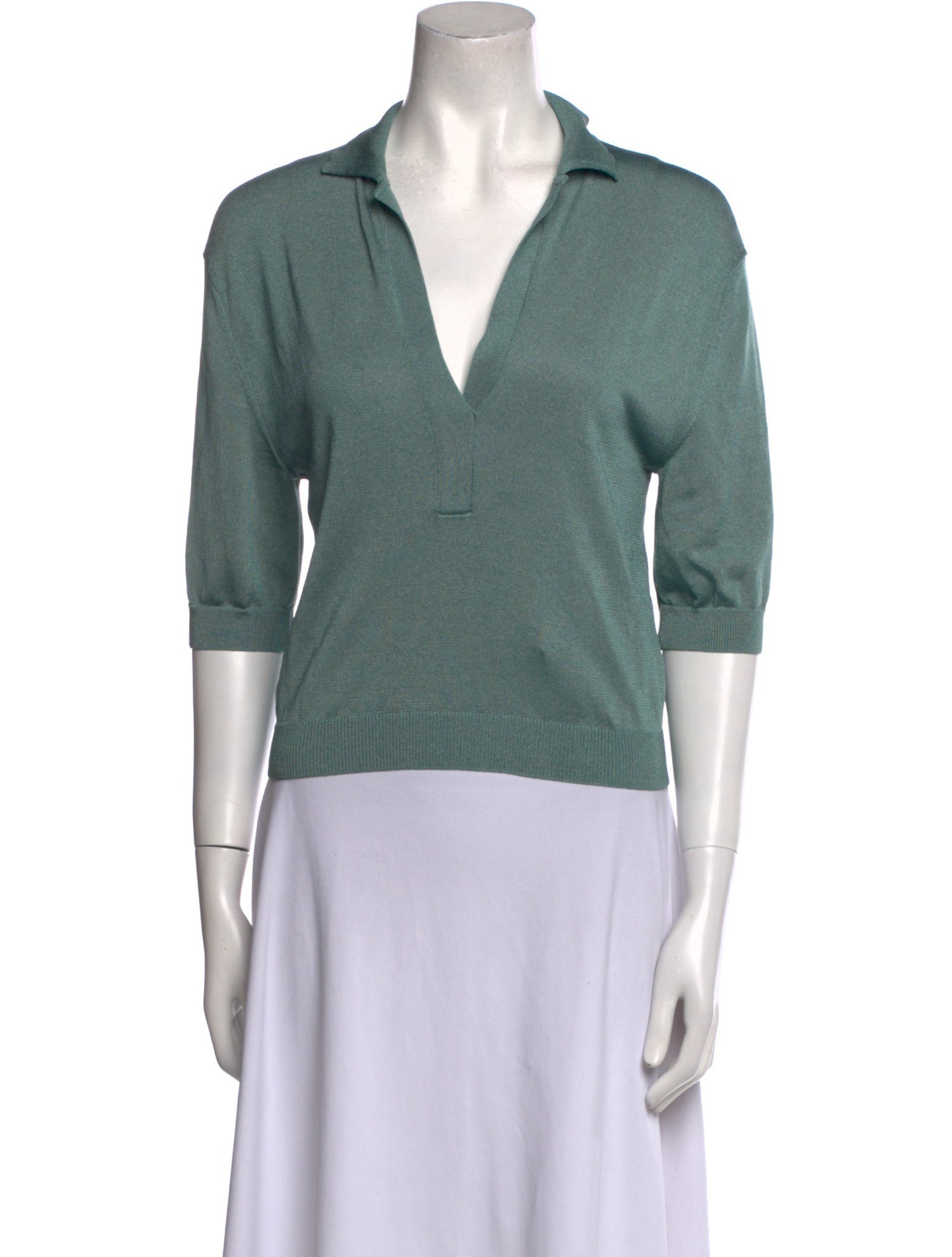 Tibi Three-Quarter Sleeve Polo