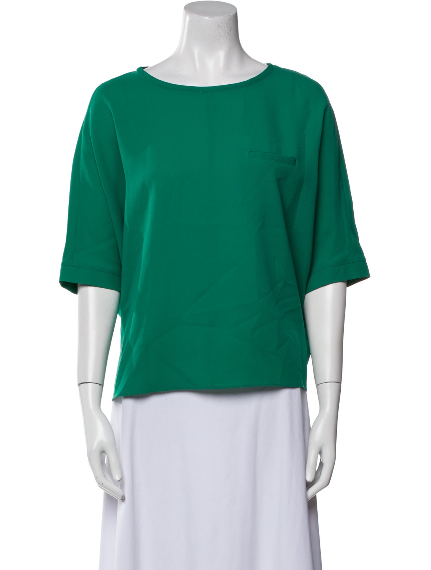 Tibi Bateau Neckline Three-Quarter Sleeve Blouse