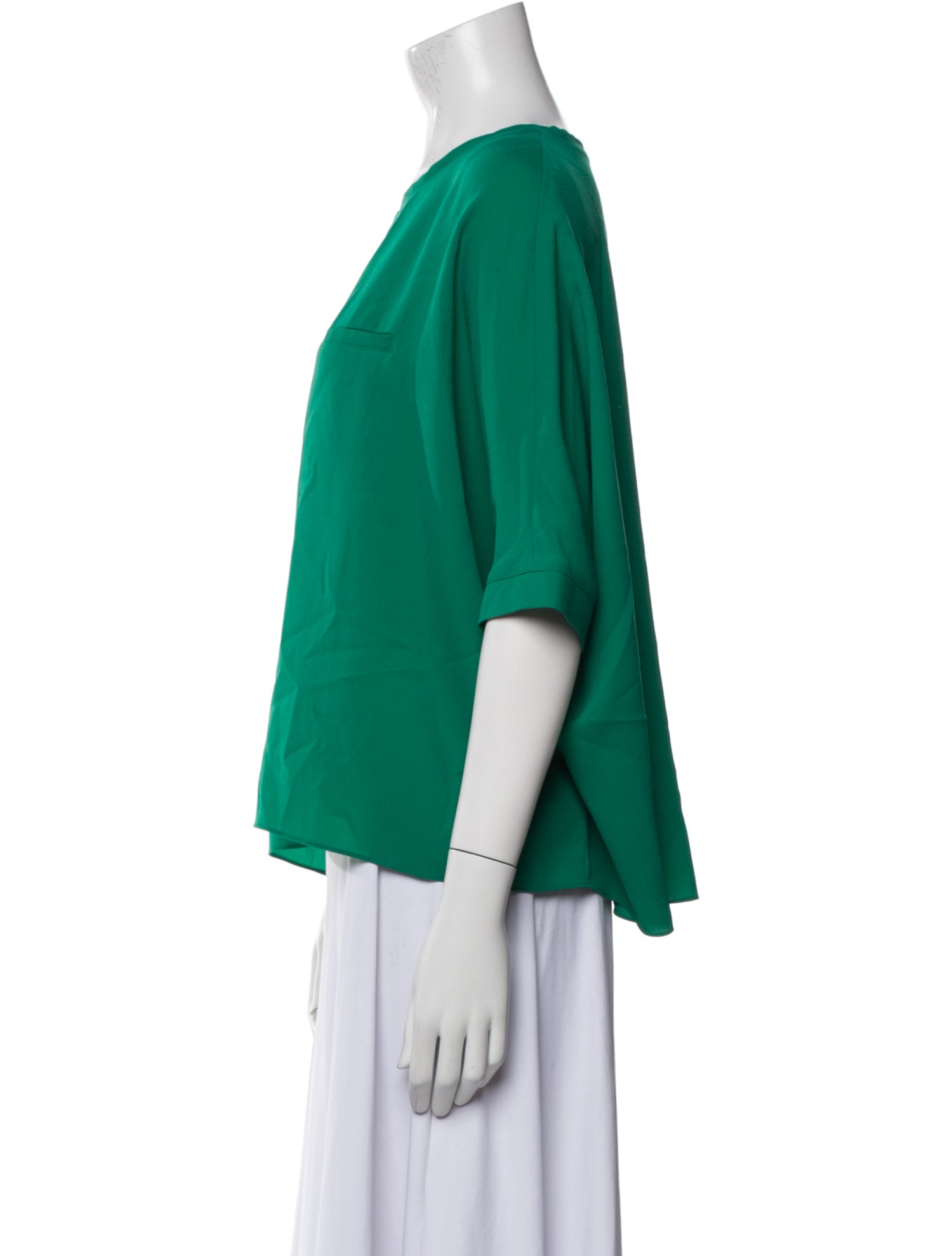 Tibi Bateau Neckline Three-Quarter Sleeve Blouse