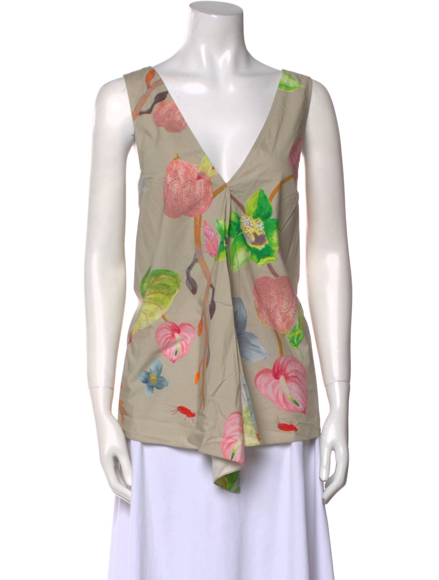 Tibi Floral Print V-Neck Blouse