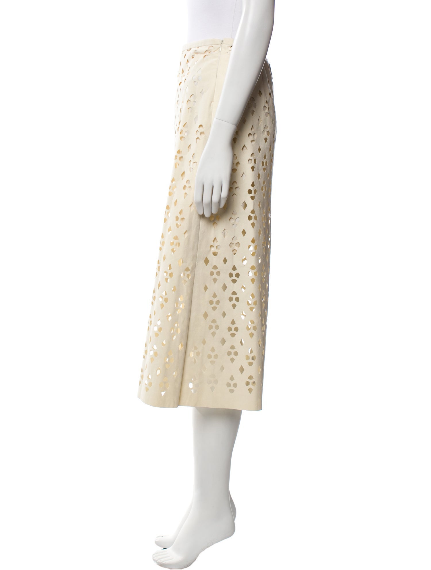 Tibi Lasercut Accents Midi Length Skirt