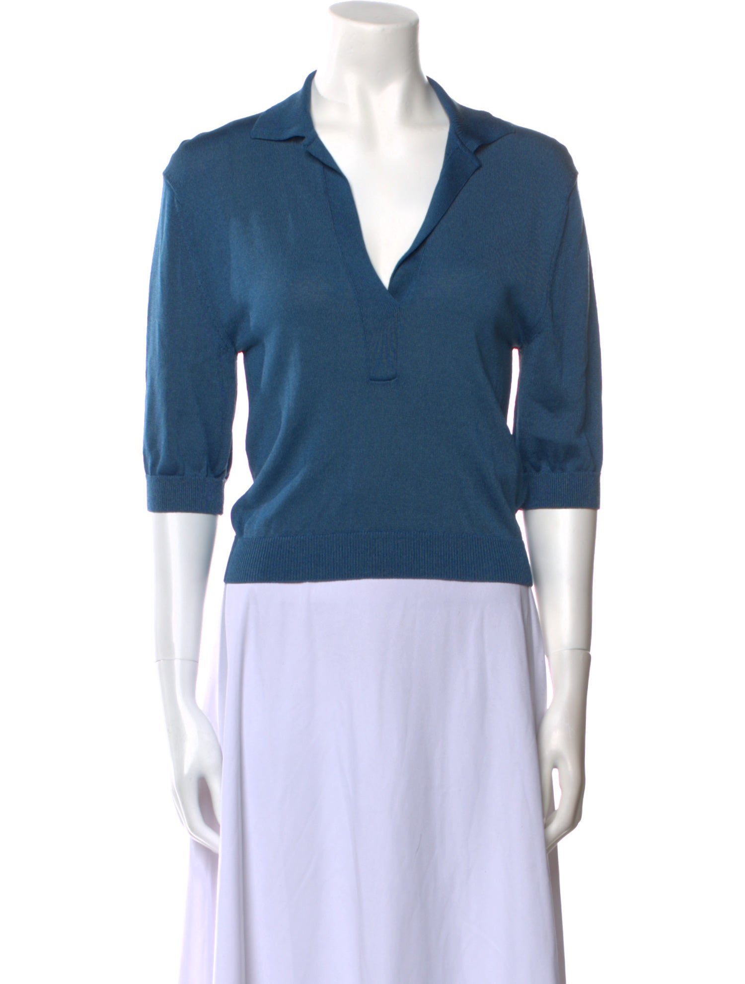 Tibi Three-Quarter Sleeve Polo