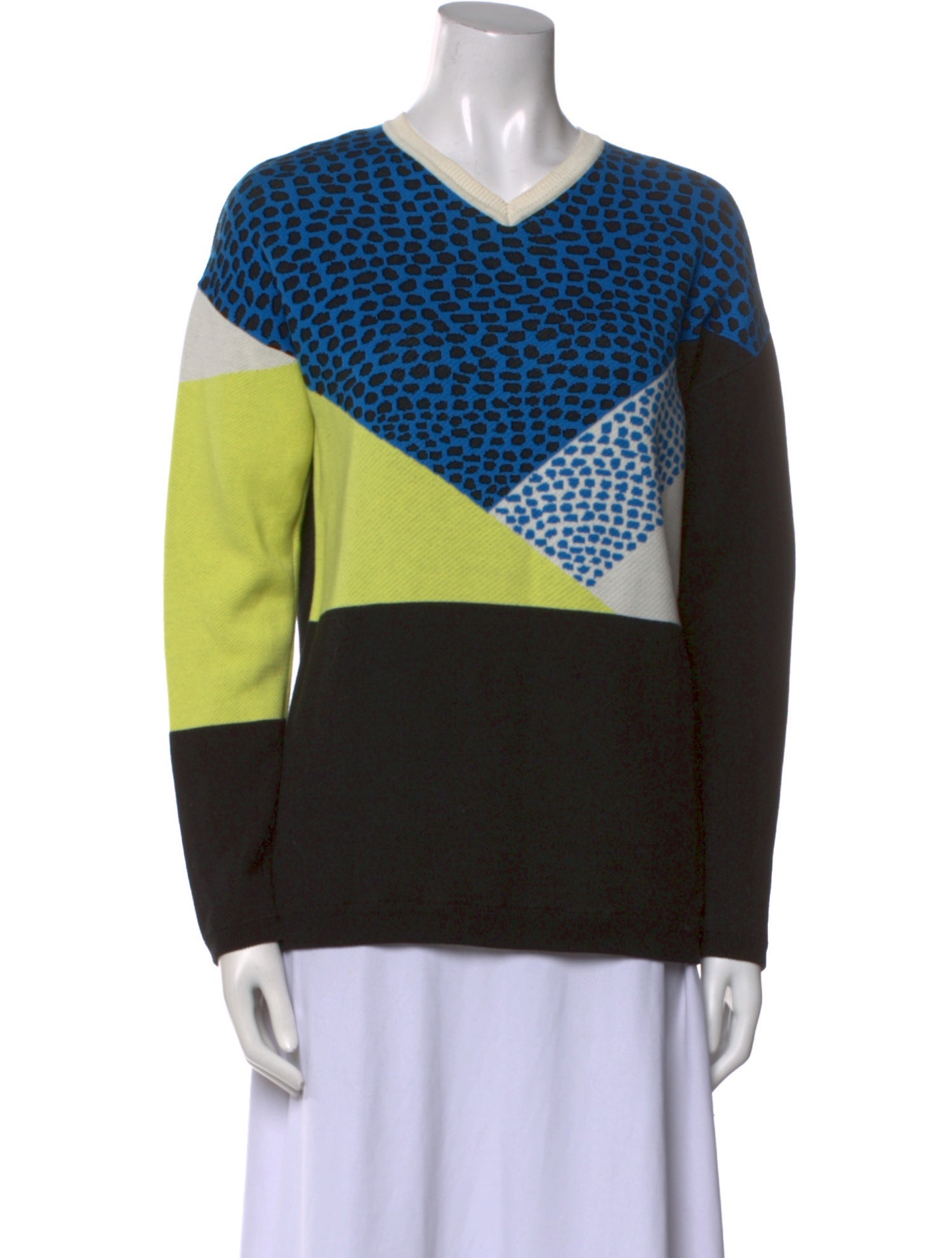 Tibi Printed V-Neck Sweater