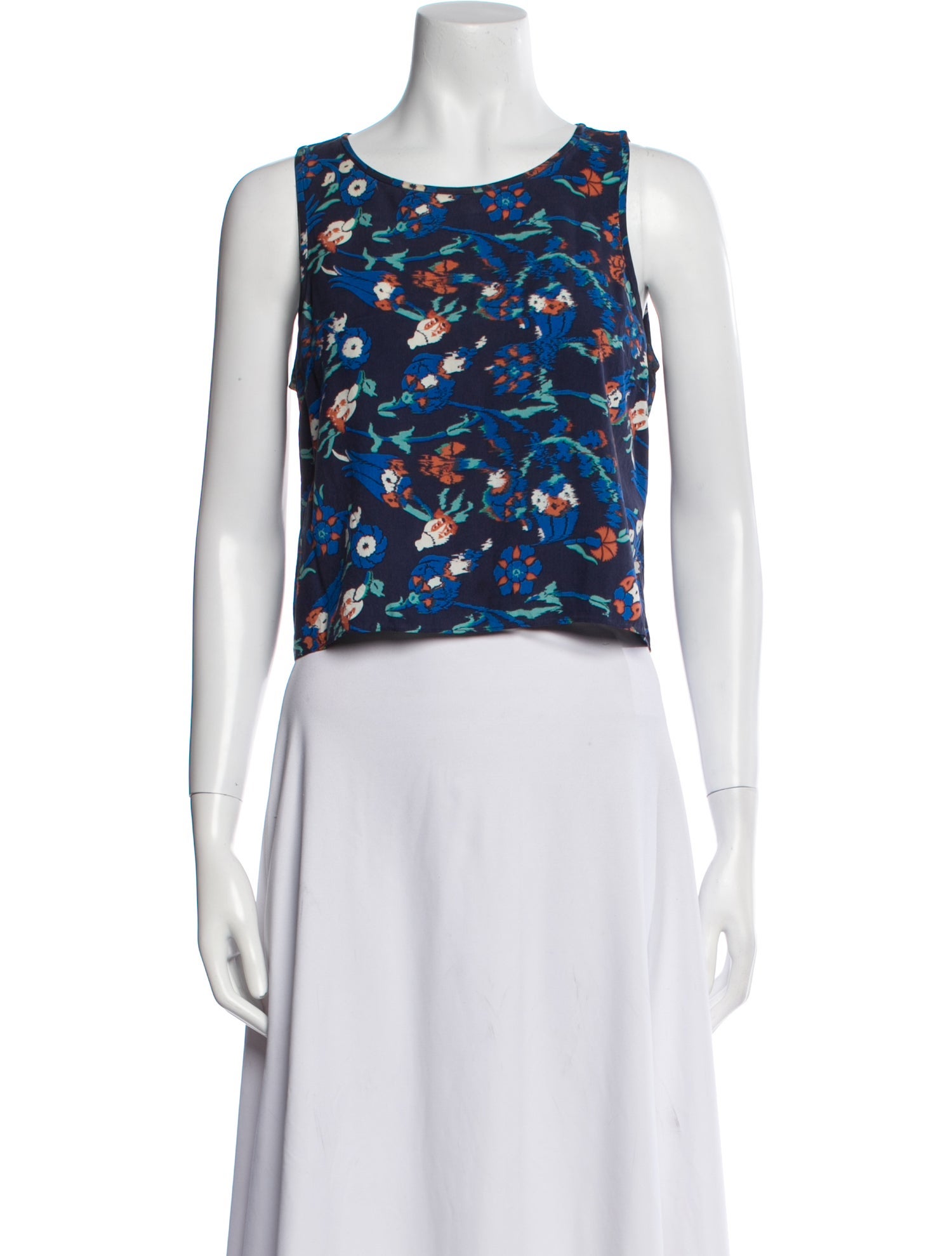 Tibi Silk Floral Print Crop Top