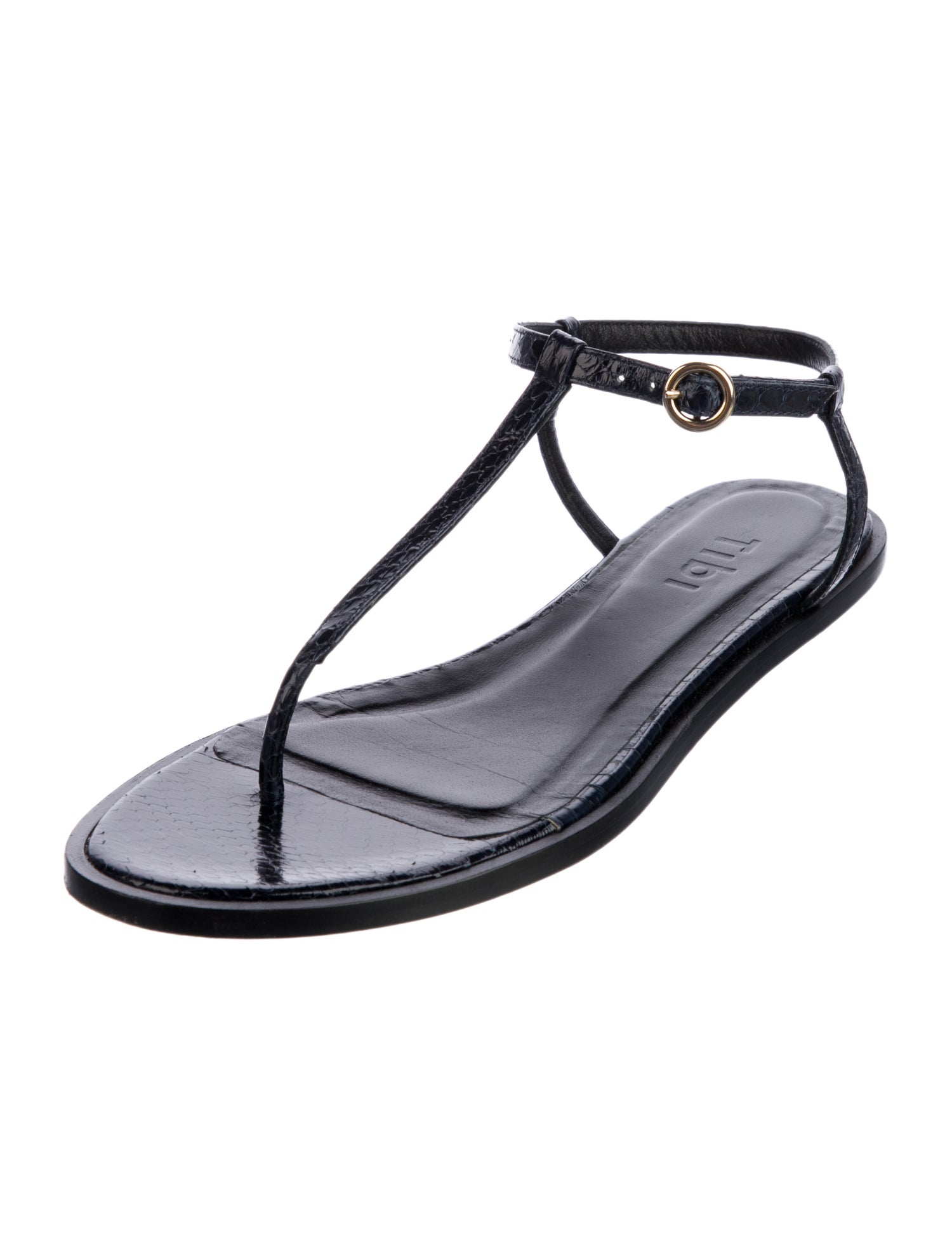 Tibi Leather T-Strap Sandals