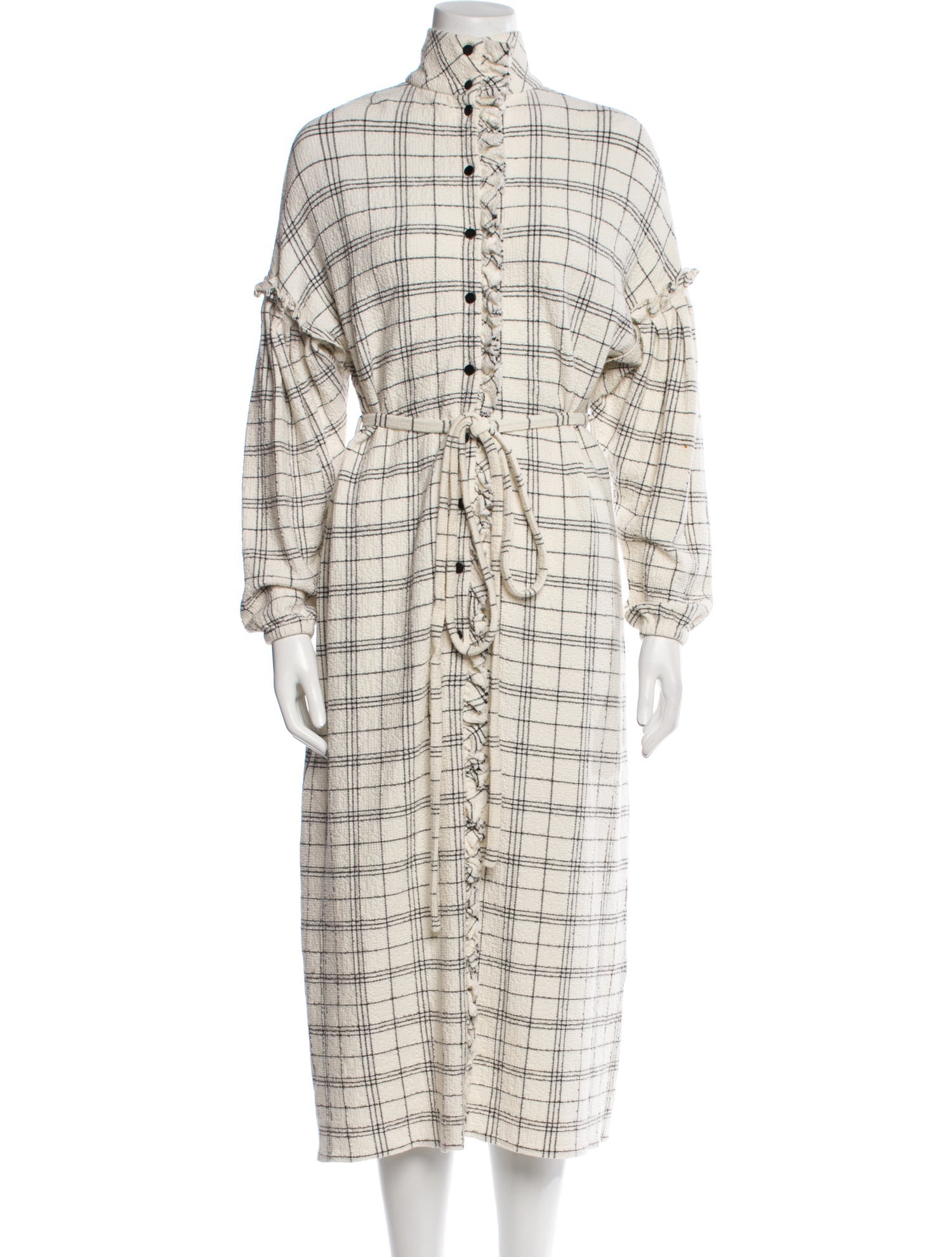 Tibi Plaid Print Midi Length Dress