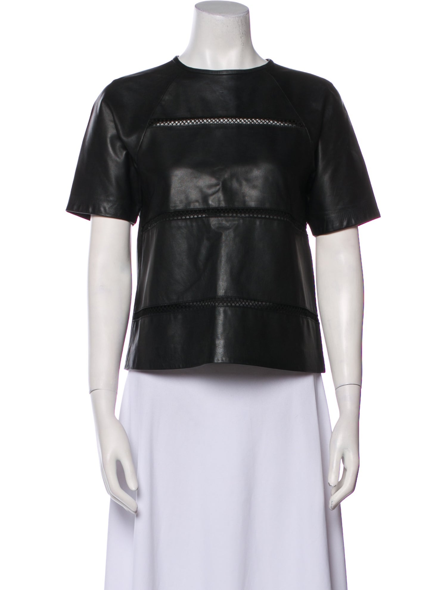 Tibi Leather Crew Neck Crop Top